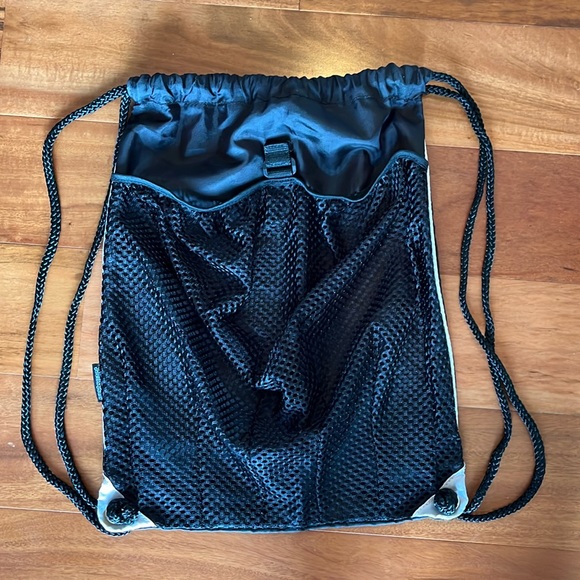 Black Mesh Drawstring Backpack - Picture 1 of 6